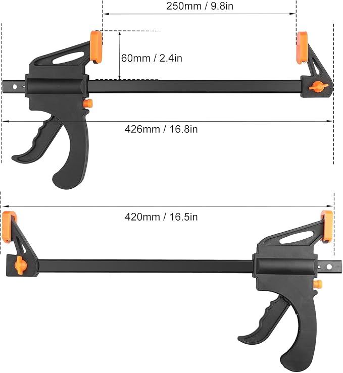 6 Pack 10 Inch F Bar Clamp, Medium Duty 300lbs