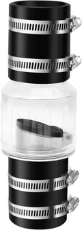 2" Check Valve-Silent Sump Pump Check Valve with Spring-Loaded Flapper, Check Valve for Backflow Prevention, Includes Steel Clamps Fit 7-1/4" Gap in 2-Inch Schedule 40 PVC