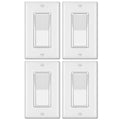 BESTTEN 4 Pack 4-Way Decorator Wall Light Switch with Wallplate, 15A 120/277V, On/Off Paddle Rocker Interrupter, Self-Grounding, UL Listed, White