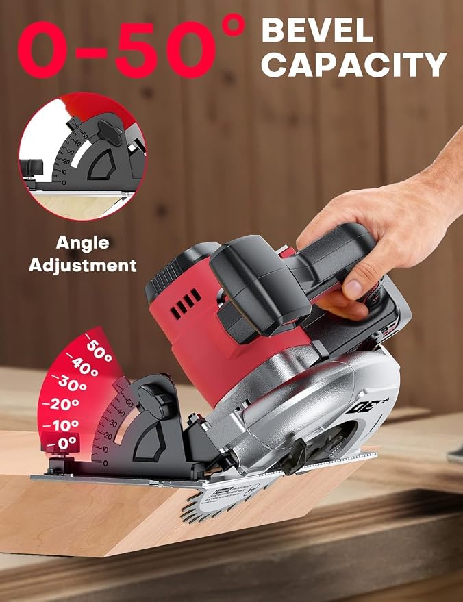 Brushless Cordless Circular Saw, for Milwaukee M18 Battery, 6-1/2 Inch Aluminum Alloy Blade, 8000 RPM, 6.2 Lbs Lightweight, Cutting Depth 2-1/5" (90°), 0-90° Bevel, Hex Wrench, Rip Guide for Wood PVC