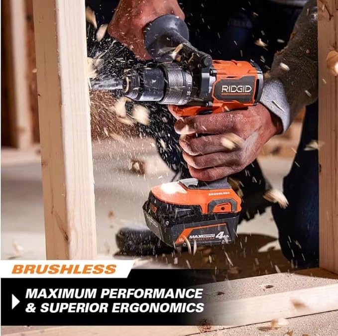 RIDGID 18V Brushless Cordless 1/2 in. Hammer Drill/Driver (Tool Only) (Renewed)