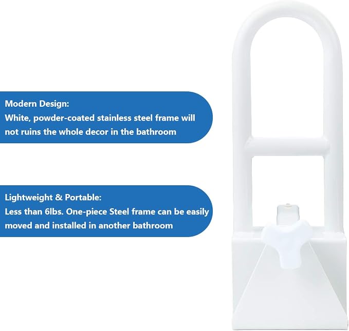 Butizone Bathtub Safety Rail, Medical Adjustable Tub Grab Bar Handle Clamp Safety Handrail Support for Seniors and Elderly