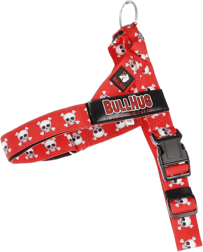 Adjustable Dog Harness– No Pull, No Choke – for English Bulldogs, French Bulldogs, Pugs & Broad-Chested Breeds – Easy, Safe Walks (Skull, Medium)
