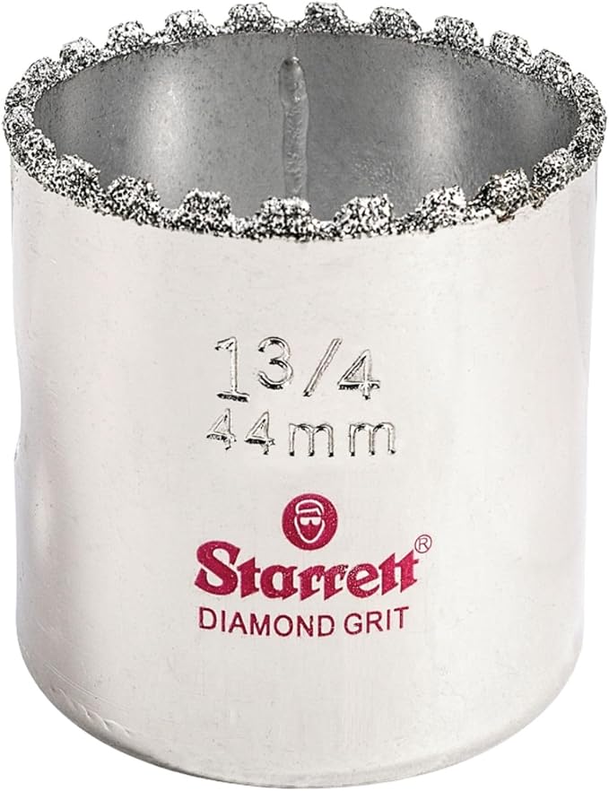 Starrett Diamond Grit Hole Saw 1-3/4" Dia, 1-5/8" Cutting Depth | Ideal For Small Diameter Drilling Holes, 5/8-18 Thread Size, XA2 Or XA10 Arbor Type, Silver Finish, KD0134-N