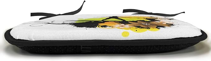 Lunarable Hawaiian Chair Cushion Pads Set 12, Surf Design Athlete Youth Culture Sea Water Sports Waves Under Sun, Anti-Slip Seat Padding for Kitchen & Patio, 16"x16", Yellow Black Apple Green
