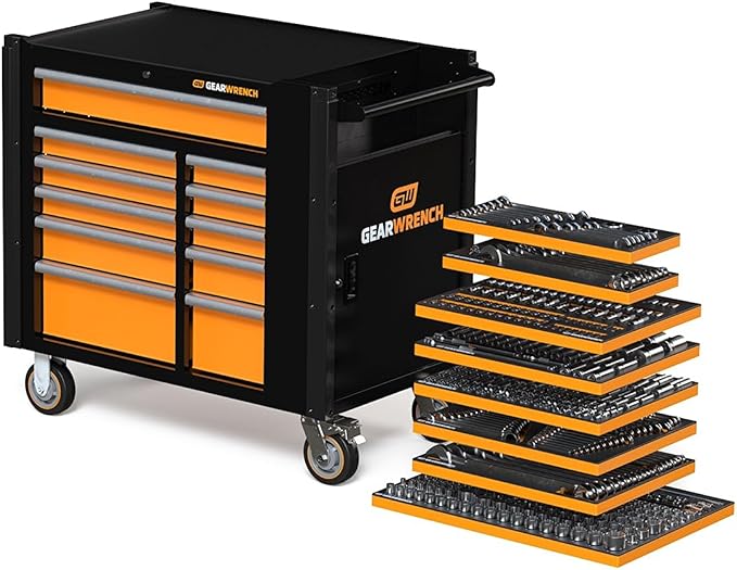 GEARWRENCH 614 Piece Master Mechanics Hand Tool Set with Premium Modular foam Trays and Mobile Work Station | MEGAMODMRO