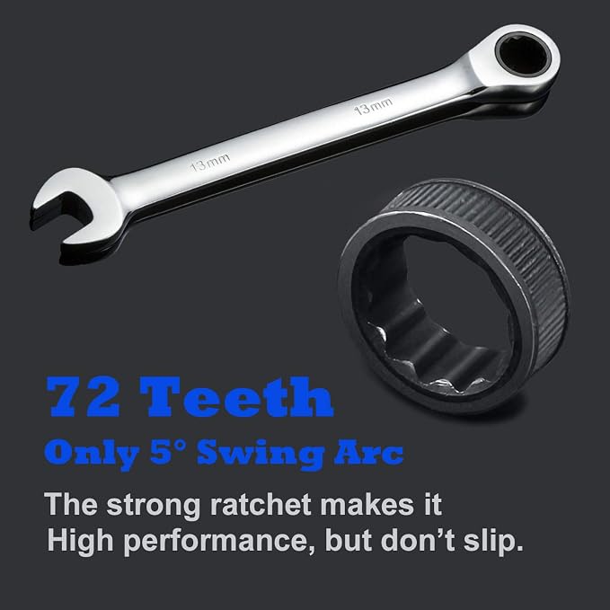 Qnkaa 24pcs Ratcheting Wrench Set Metric 8mm to 19mm& SAE 1/4" to 7/8" | Ratchet Combination Wrenches Set Wrench set Metric and Standard with Rollup Pouches