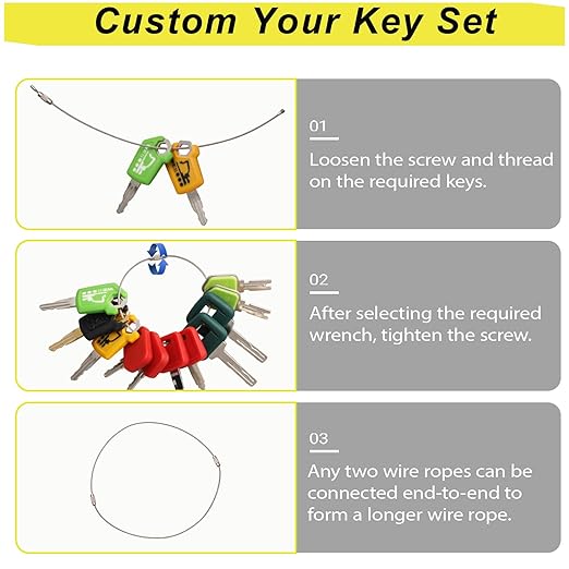 Multi Type Heavy Equipment Master Keys, 72 Contractor Excavator Dozer Skid Steer Loader Forklift Roller Operators Keys Fit Case JCB Kubota KOM Volvo CAT JLG Hyster Hitachi John Deere JD