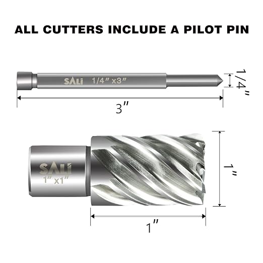 SALI 2 pcs Annular Cutter Diameter 1 Inch with Weldon Shank 3/4" (with 2 Flats) Cutting Depth 1" Mag Drill Bit for Magnetic Drill Press HSS Fully Ground Drill with One 1/4"*3" Pilot Pin