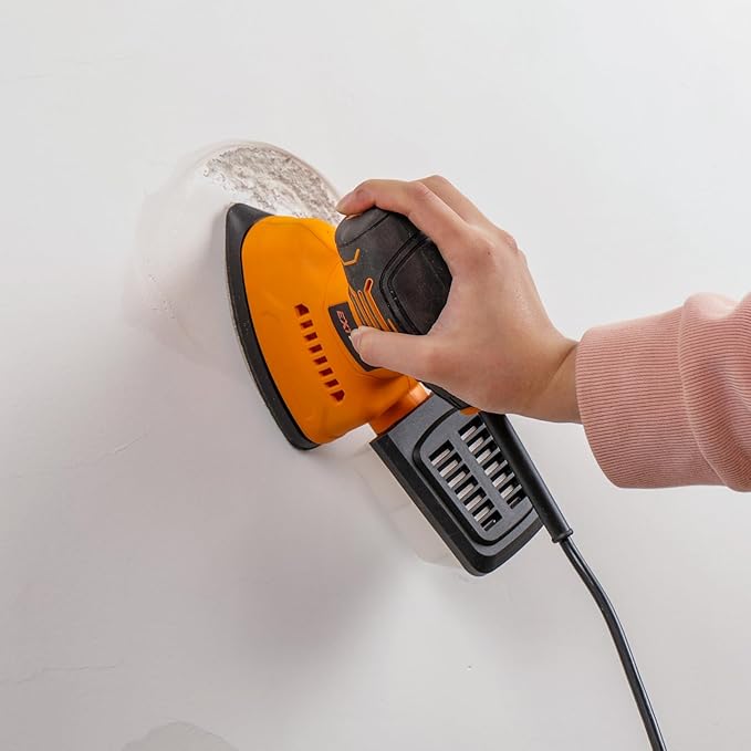 Detail Sander,14000OPM Plam Sander with Vacuum Dust collector, 1.1A Sander Tool,20Pcs Sandpapers Drywall Sanders for Woodworking