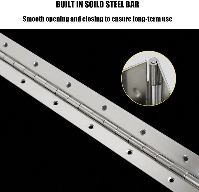 4PCS 18Inch Continuous & Piano Hinges, Heavy Duty Stainless Steel Piano Hinge, Smooth Polished Folding Continuous Hinge, 0.04inch Leaf Thickness, 1.2inch Open Width