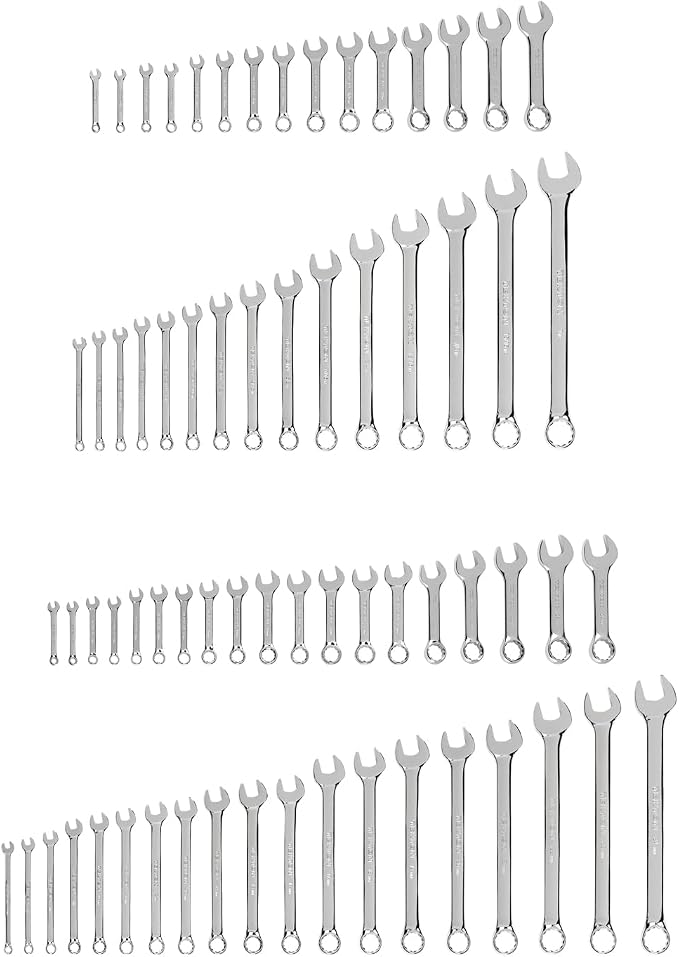 TEKTON Stubby and Standard Combination Wrench Set, 68-Piece | WCB90912 | (1/4 - 1 in., 6 - 24 mm), Chrome Finish