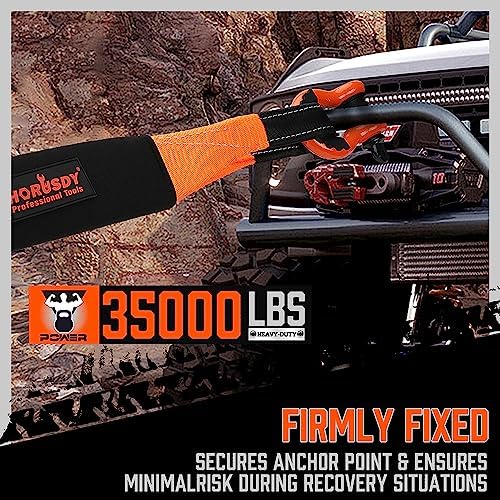 HORUSDY Nylon Heavy Duty Tow Strap Recovery Strap with Hooks 3" x 30Ft - 35,000 LBS Break Strength, 3/4 D Ring Shackles (2pcs), Recover Your Vehicle Stuck in Mud/Snow