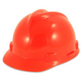 MSA 489368 V-Gard Cap Style Safety Hard Hat With Fas-Trac III Ratchet Suspension | Polyethylene Shell, Superior Impact Protection, Self Adjusting Crown Straps - Small Size in Hi-Viz Orange