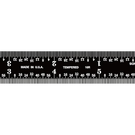 PEC Tools 6-inch Metal Ruler, Stainless Steel with Black Chrome Finish, 16R Graduation (1/32", 1/64", 1/50", 1/100") High-Precision, High Wear Resistance, High Contrast, Machinist Rule, Made in USA