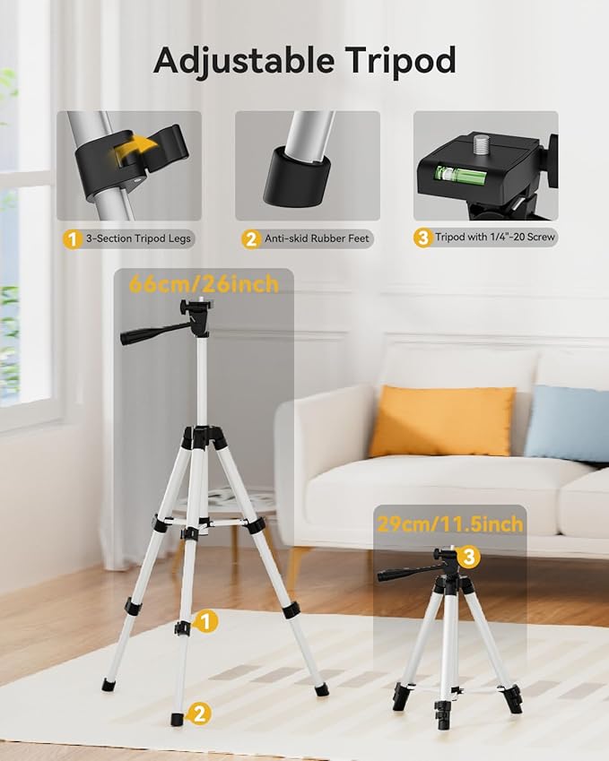 Nikotek Laser Level with Tripod, Self-Leveling Green Beam Horizontal and Vertical Cross-Line Laser for Home Decoration Carrying Pouch, Battery Included