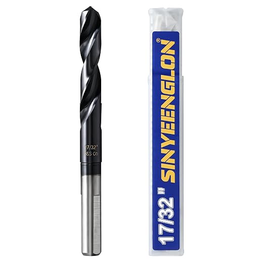 17/32 Drill Bit for Metal and Hardened Steel, M35 Cobalt 1/2 Inch Reduced Shank Industrial Grade Heavy Duty Drill Bit, with Index Storage Case
