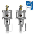 TCT Hole Saw Set, 2-Pack of 1-1/4" (32mm) Heavy Duty Tungsten Carbide Tipped Hole Cutters for Stainless Steel Mild Steel Copper Iron Brass Plastic and More, with Titanium-Plated Pilot Drill Bits