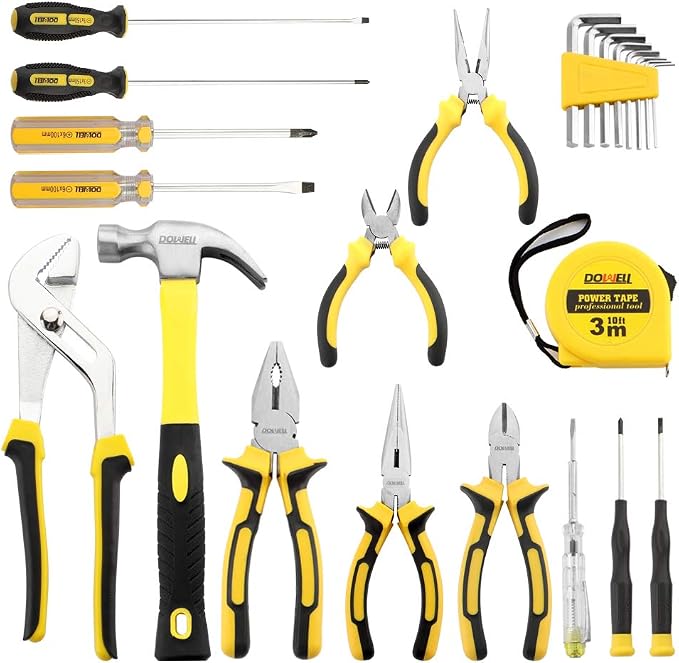DOWELL 24 pcs Homeowner Tool Set, Home Repair Hand Tool Kit
