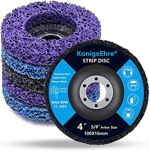 6 Pack 4" x 5/8" Strip Discs Stripping Wheel Fit Angle Grinder Clean and Remove Paint Coating Rust Welds Oxidation