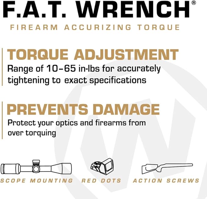 Wheeler 38 Piece FAT Wrench Screwdriver Set with Adjustable Torque Range 10-65 IN-LBs, Corrosion Resistant, Precise Fit Bits, For Scope Mounting, Gun Maintenance, and Gunsmithing