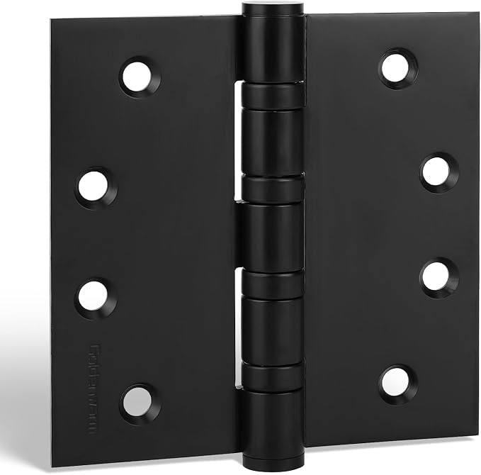 6 Pack goldenwarm Matte Black 4inch Door Hinges for Exterior Doors Ball Bearing Door Hinges with Square Corners, Heavy-Duty, 304 Stainless Steel