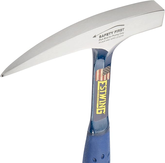 ESTWING Rock Pick - 14 oz USA Made Geology Hammer with Pointed Tip & Shock Reduction Grip - E3-14P