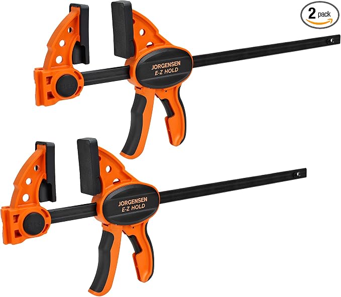Jorgensen E-Z Hold 300LBS Medium Duty Clamps, 12 Inch 2-Pack Expandable Clamp/Spreader, One Hand Bar Clamps, Trigger Clamp, Bar Clamps for Woodworking