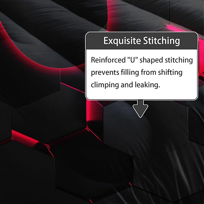 Axolotl Gamer Comforter Set King Size,Geometric Honeycomb Gaming Bedding,Video Games Comforter,3 Piece Game Console Print Bedding Set for Kids Boys Girls Teens,1 Duvet 2 Pillowcases,Blue Red