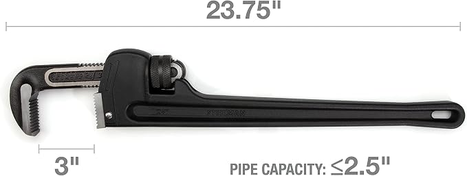 Steelman 60875 24-Inch Heavy-Duty Cast Aluminum Straight Handle Pipe Wrench