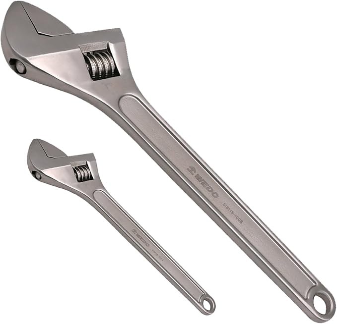 WEDO 2PCS Adjustable Wrench Set 4",10",Stainless Steel | Wide Jaw Spanner,Professional Spanner,Precision Jaws,Corrosion Resistant,For Automotive,Home and Plumbing Repairs