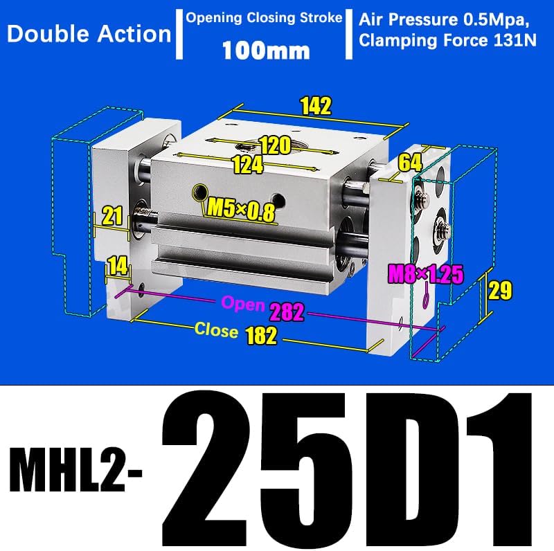MHL2-20D MHL2-20D1 MHL2-20D2 Double Acting Pneumatic clamp Wide Type Pneumatic clamp Parallel Cylinder Aluminum clamp(MHL2-25D1)