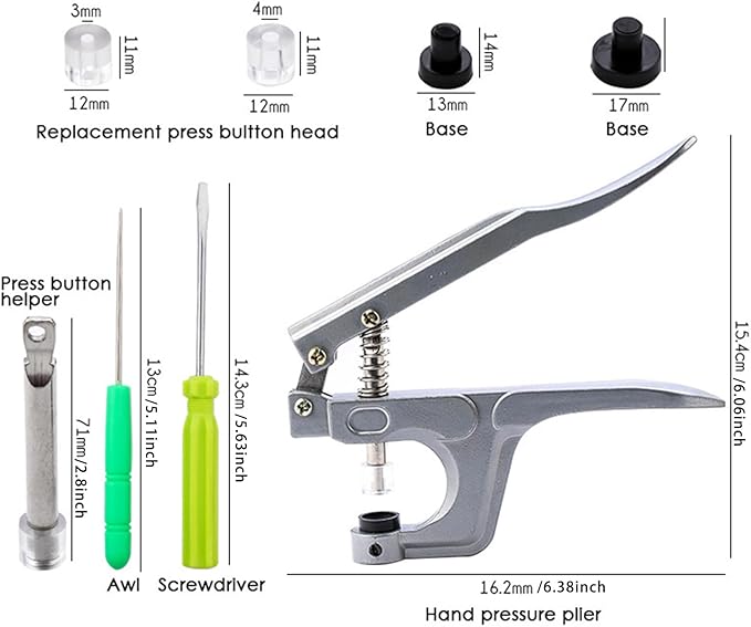 NXTOV Snap Pliers for Crafts Clothing, Hand-held Pliers Tool for KAM Plastic Buttons, Button Fastener Press Attacher Punch for T3 T5 T8 Snaps
