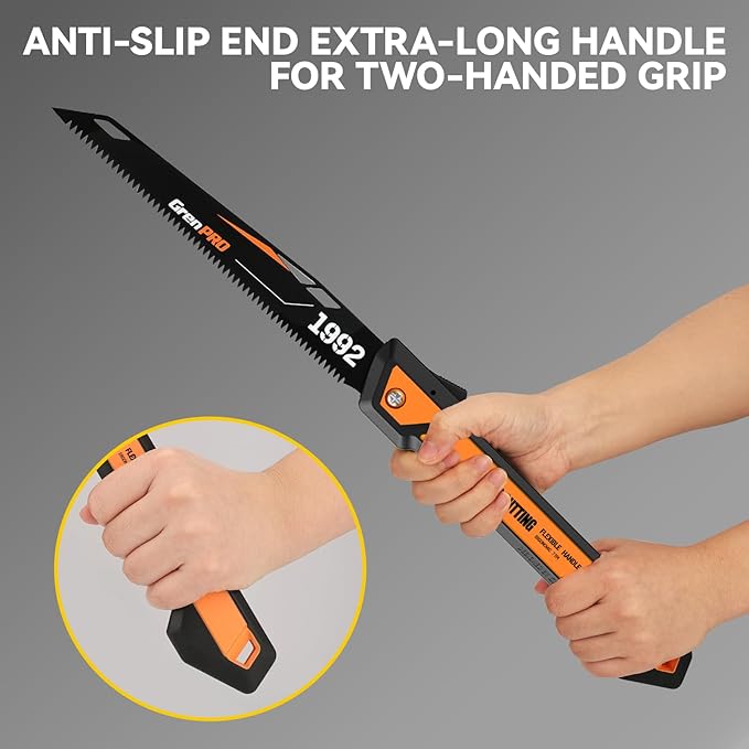 GRENPRO Folding Pruning Saw 10 Inch, SK5 Steel Blade 7 Inch, Triple-Ground 7TPI Teeth, 3-Angle Lock Non-Slip Handle, Portable Hand Saw for Tree Trimming, Camping, Gardening, Landscaping