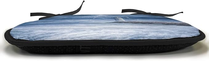 Lunarable Lighthouse Chair Cushion Pads Set of 4, Lighthouse Thunderstorm Turbulent Wind Moody Weather Dramatic Sky Scene, Anti-Slip Seat Padding for Kitchen & Patio, 16"x16", Navy Blue Dimgray