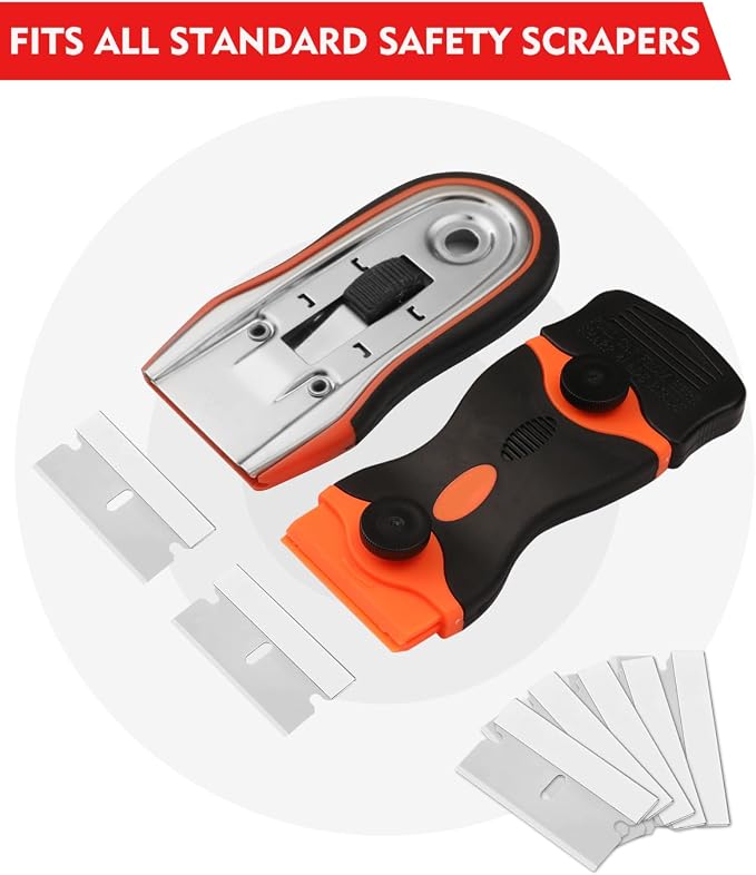 WORKPRO 100-Pack Single Razor Edge Blades, Industrial Scraper Blade, High Carbon Steel One Edge Razor Blades