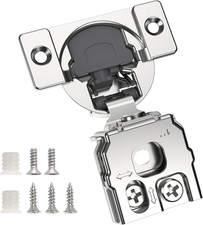 Chibery 20 Pack 1" Overlay 3D Soft Close Concealed Hinge for Face Frame Door, Smooth Slow Self Closing Hinges, Satin Nickel, Hidden 105° Open Angle Stainless Steel Hinge for Kitchen Cabinet Door