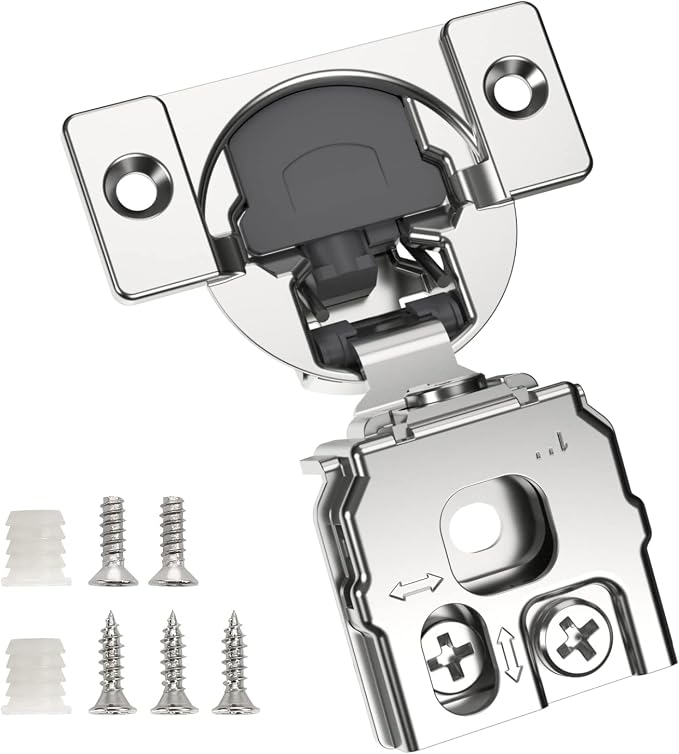 Chibery 8 Pack 1" Overlay 3D Soft Close Concealed Hinge for Face Frame Door, Smooth Slow Self Closing Hinges, Satin Nickel, Hidden 105° Open Angle Stainless Steel Hinge for Kitchen Cabinet Door