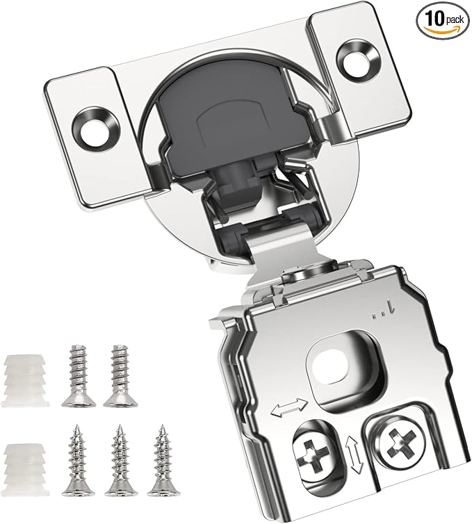 Chibery 10 Pack 1" Overlay 3D Soft Close Concealed Hinge for Face Frame Door, Smooth Slow Self Closing Hinges, Satin Nickel, Hidden 105° Open Angle Stainless Steel Hinge for Kitchen Cabinet Door
