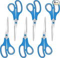 6 Packs Sewing Craft Scissors Bulk,8" Multipurpose Heavy Duty Sharp Scissors,Stainless Steel Shears for Home Office Student Supplies,Blue