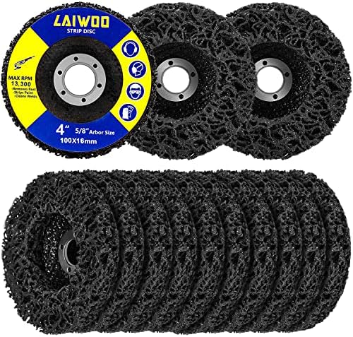 10Pack Strip Disc Wheel Angle Grinder Paint Rust Removal 4" x 5/8" Black