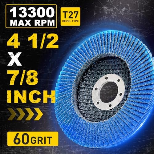Flap Discs 4 1/2 for Angle Grinder, 12 Pcs Flap Discs 60 Grit, 4.5" x 7/8" High Density Zirconia Type 27 Flap Sanding Disc for Grinding, Rust Removal, Sanding and Finishing - 12 Packs