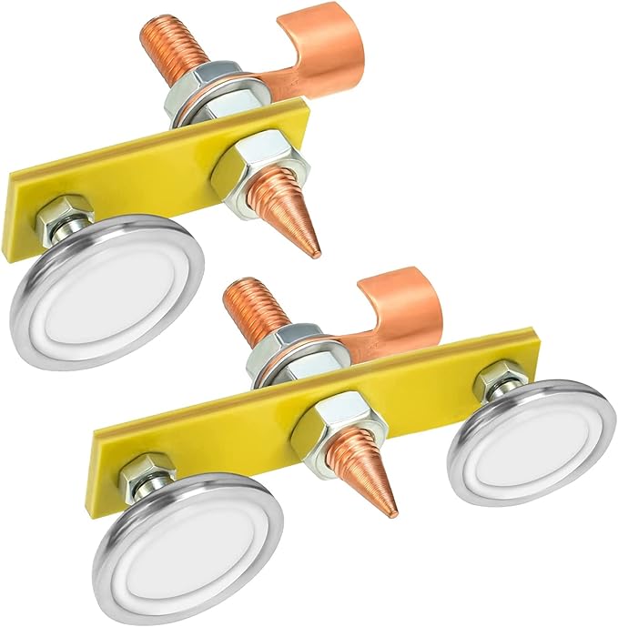 BAYTORY Upgrade Magnetic Welding Support Ground Clamp Tools, Double + Single Welding Magnet Head, Strong Magnetism Large Suction, Copper Tail Welder Stability Clamps
