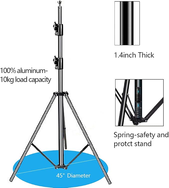 HYJ-INC 12ft x 10ft Photo Video Studio Heavy Duty Adjustable Photography Muslin Backdrop Stand Background Support System Kit with Carry Bag 4 Spring Clamps