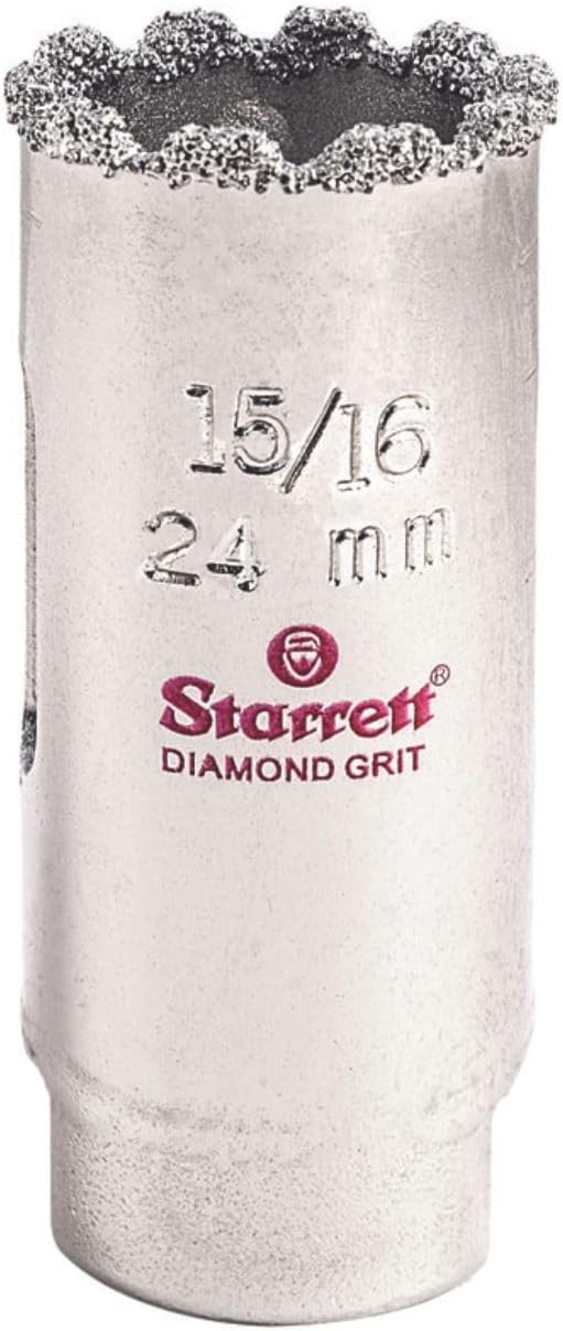 Starrett Diamond Grit Hole Saw 15/16" Dia, 1-5/8" Cutting Depth | Ideal For Drilling Small Diameter Holes, 1/2-20 Thread, XA1 Arbor, Non-Metallic Materials, Silver, KD1056-N
