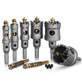 Hole Saw 8 PCS, Hole Saw for Metal, TCT Hole Cutter, 6Drill Saws with 2* Extra Pilot Center Bits, 2* Springs for Metal, Iron and Stainless Steel, Hard Materials