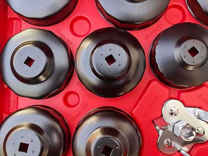 30 Pcs Oil Filter Wrench Set, Steel Oil Filter Socket Set, 3/8" Drive Oil Filter Removal Tool Kit, Oil Filter Socket Set