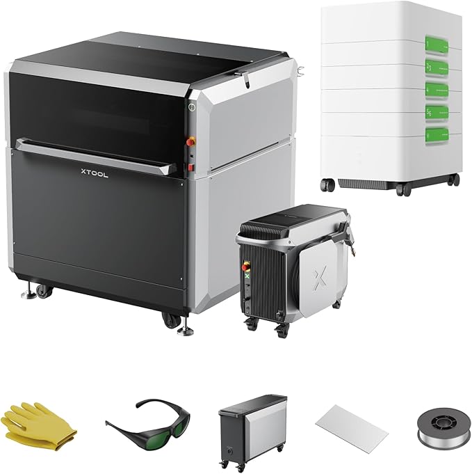 xTool MetalFab 1200w 4-in-1 Laser Welding Machine CNC Cutter and AP2 Max Air Purifier, 400mm/s Precise Cutting, 8X Faster Than TIG, 108+ presets, Cut 10mm Carbon Steel, Industrial Grade Laser Welder