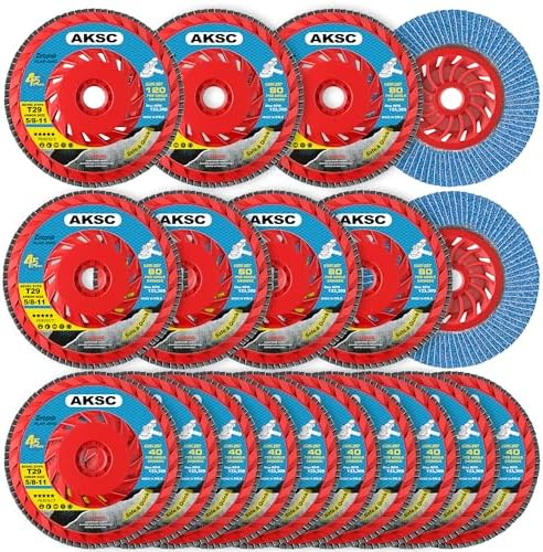Flap Discs 40 60 80 120 Grit, 4 1/2 x 5/8-11 Inches, Type 29, 20 Pack