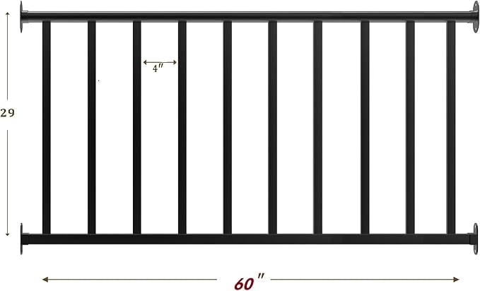 Metty Metal 5Ft W x 36in H Level Deck Railing Kit, Textured Black AAMA2604 Powder Coat, IBC Certified Guard Rail for Deck Porch Balcony Patio Outdoor